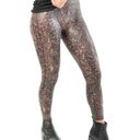 Spanx New!  Faux Leather Snake Shine Leggings In Mocha Snake Photo 1