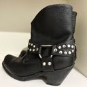 Double H Boots Women's 7 1/2 Black Leather Studded Moto Biker Riding Biker Shoes Size 7.5 Photo 6