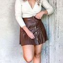 ZARA  brown faux leather pleaded snap front skater style skirt! Photo 0