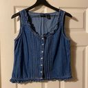 Krass&co 90s NY& sleeveless button down denim ruffle top Photo 0