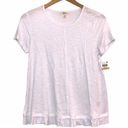 Style & Co NEW NWT  PETITE Ruffled Hem Top White Blouse Short Sleeve Sheer Rayon Photo 1