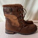 Rock And Candy  Danlea Winter Boot Faux Suede Faux Fur Lace Up Mid Calf Brown 9.5 Photo 1