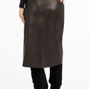 Spanx Leather-Like Midi Skirt Noir A-Line Shiny High-Waist Pencil Mid-Length S Photo 4