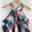 Motherhood Maternity  Tank Top Bouse NWT Size Extra Large Plaid Tie Halter Fringe Photo 6