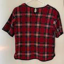 Timing Plaid Tartan Red & Black Blouse Top Photo 2