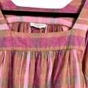 Beach Lunch Lounge Plaid Linen Blend Blouse Top M Photo 3