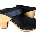 Veronica Beard Black Dacey Suede Heeled Clogs Size 7 Leather Boho Mules Photo 5