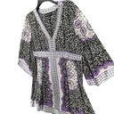 INC  Kimono Dress Womens 14 Purple Black Paisley Silk Chiffon Tie Belt Festival Photo 1