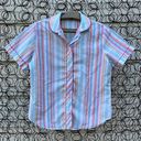 Edge Vintage pastel stripe embroidery stitch  detail short sleeve blouse Photo 0