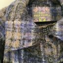 Free People  Bonjour Plaid Wool Coat Tartan Jacket Blue Black Woolen Bohemian XS Photo 6