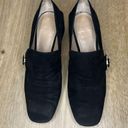 Tory Burch  Tess Suede Leather Block Heel Pumps Loafers Square Toe Black Women 7M Photo 2