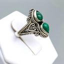 Sterling Silver Vintage Style Genuine Malachite Ring - Sz 6 Photo 5