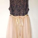 The Moon  Dress Lace & Tulle Blue & Pink Dress w/ Velvety Tie Belt Sz 3X EUC Ethreal Photo 0