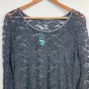 Maurice's  Blouse Top Womens XXL Black‎ Floral Lace Sheer Long Sleeve Slim Fitted Photo 2