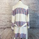 Lane Bryant  Cozy Sweater Cardigan Duster Maxi Length Belted Striped Cream 14 Photo 4