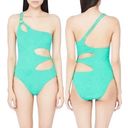 Trina Turk  Cascais Wave One Shoulder One Piece Cutout Swimsuit Aquamarine Size 6 Photo 2