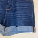 No Bo  High Rise Dark Wash Rolled Hem Stretch Denim Jean Shorts Size 7 Photo 1