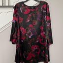 Dennis Basso Dennis By  Womens Size XL Silky Dress Black Pink Floral Photo 1