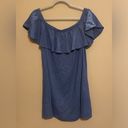 Madewell linen blend off shoulder dress in denim blue Photo 3