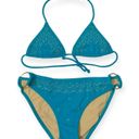 Victoria's Secret  Blue Gold Stud String Tie Bikini Swimsuit Y2K Sexy Size Small 2006 2007 Embellished Adjustable  Photo 0