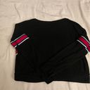 Heart and Hips Black Crop Top Sweater with Red, White & Blue Trim, size M Photo 5