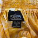 Angie  Midi Dress Cap Sleeve Tiered Skirt Yellow Floral Open Back Womens Large Photo 13