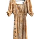 Ava James  Puff Sleeve Cotton Tie Dye Gold Midi Dress Medium Photo 1