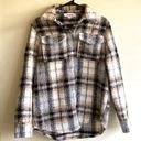 BB Dakota Beige & Black Plaid Flannel Collared Shacket - Women’s Size Small Photo 0