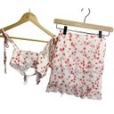 Princess Polly White Red Secret Love Set US 0 2 Piece Crop Top Skirt Floral Photo 5