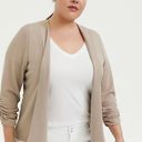 Torrid TAUPE CREPE OPEN FRONT BLAZER Size 1X Long sleeves ruched career Photo 0