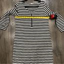 J.Crew  Size M Black & Shirt Striped Long Sleeve Midi Dress Women's Zip Front Photo 5