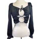 Kirious crop top blouse tie front openings in front long sleeve size small NWT Photo 0