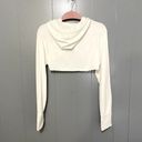 Aerie  Offline White OTT Fleece Pull Over Cropped Athletic Hoodie Shrug M Photo 4