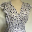 THE DROP CARLYNMIRAND Floral Wrap Midi Dress Size Small White Purple Bow Tie Photo 1