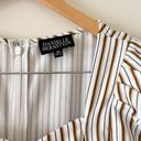 Danielle Bernstein White Striped Midi Length Dress Puff Sleeves Size 10 Photo 4