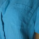 Chico's  Linen Hidden Button Placket Shirt Blue 1 Photo 6