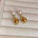 18K Gold Plated Metal Teardrop Dangle Drop Earrings for Women Photo 0