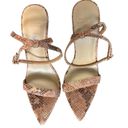 Michael Costello  Tan Snake Ankle Strap Sandal SIZE 7 Rhea Heel Python Stiletto Photo 5