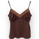 BCBGMAXAZRIA  ✿ Silk Blend Sequin Wood Bead Spaghetti Strap Cami Top ✿ Brown ✿ M Photo 0