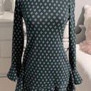 Bebop  medium green dress with bell sleeves. High neck line Photo 0