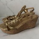 Kate Spade  Gold Leather Cork Wedge Sandals Size 9.5 Photo 3