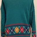 62 East Vintage 80s Teal Retro Knit Sweater Cardigan Multiple Size M Photo 3