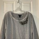 Lane Bryant  Grey Scoop Neck Beaded Accent Sweatshirt 14/16 Photo 6