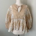 American Eagle  Yellow Floral Puff Sleeve Babydoll Blouse Size Small Photo 0