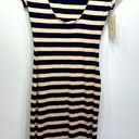 RD Style NEW  Navy & Beige Striped Open Back Cap Sleeve Fitted Maxi Dress Small Photo 4