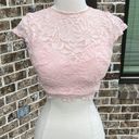 B Darlin  Lace Top Criss Cross Open Back Sash Tie Peach Womens 1/2 Romantic Lace Photo 11