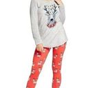 Munki Munki   Pajama Set Reindeer Fleece Long Sleeve Leggings Sleepwear Large Photo 0