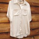 Dissh NWT  Simone Satin Short Sleeve Button Front Blouse Top Photo 3