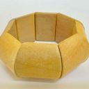 Yellow wood chunky wides stretchy bracelet Photo 5