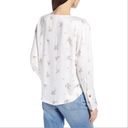 Something Navy  Floral Exaggerated Cuff Button Front Shirt Ivory Tan Large Photo 4